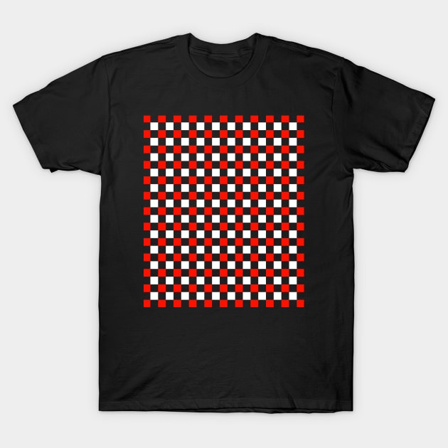 Black, red and white checkerboard pattern, big squares T-Shirt by craftydesigns